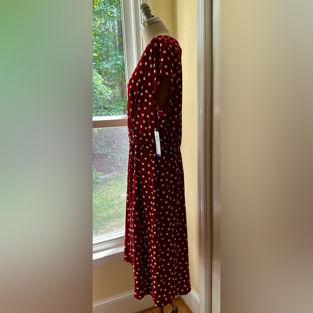 NWT Signature by Robbie Bee Red and White Polka Dot Midi Dress | XL - Picture 2 of 6
